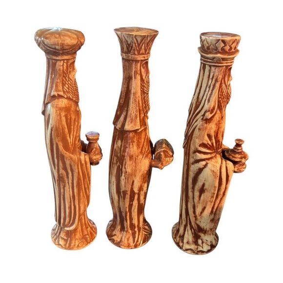 Vintage Hand Painted Ceramic Three Kings Nativity Mid Century Figurines - Picture 2 of 5